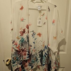 Floral Kimono with Butterfly Print